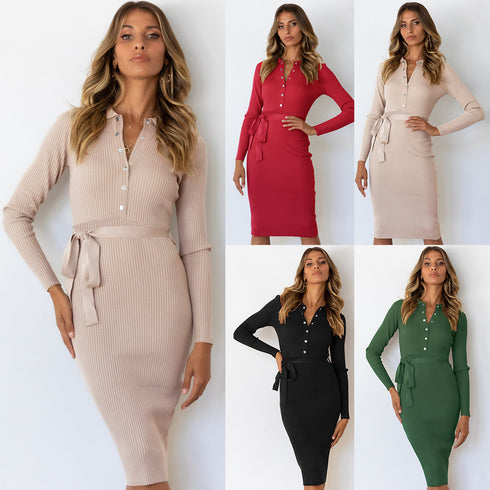 Mid-length Pullover Knitted Dress - ROUTINE FASHION